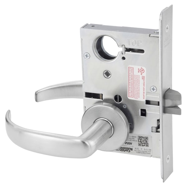Passage or Closet Mortise Lock, PS Lever, A Rose, Satin Stainless Steel